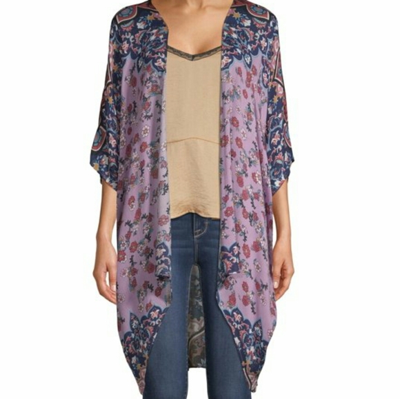 Trendy NWT Placement Print Cocoon Kimono - Picture 1 of 4